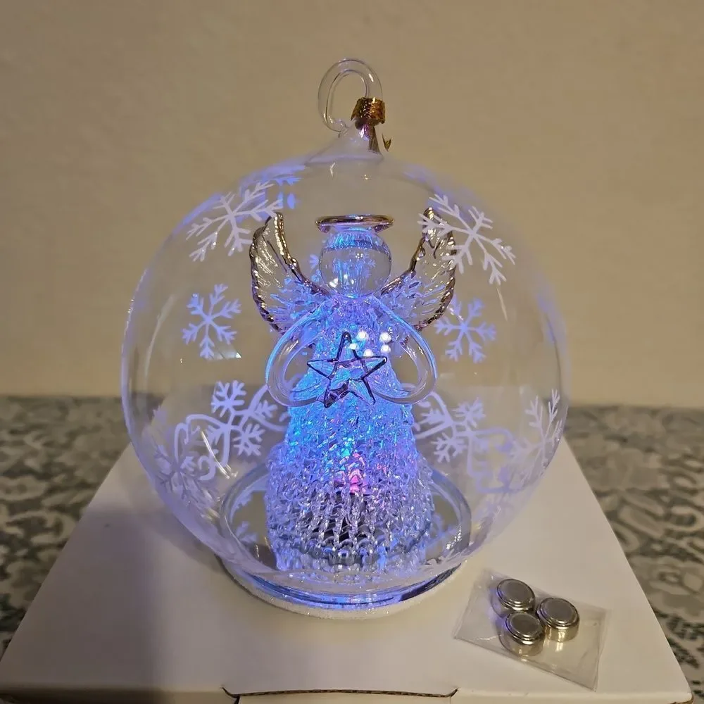 Vintage Soreele LED Lighted Glass Angel with Star Globe